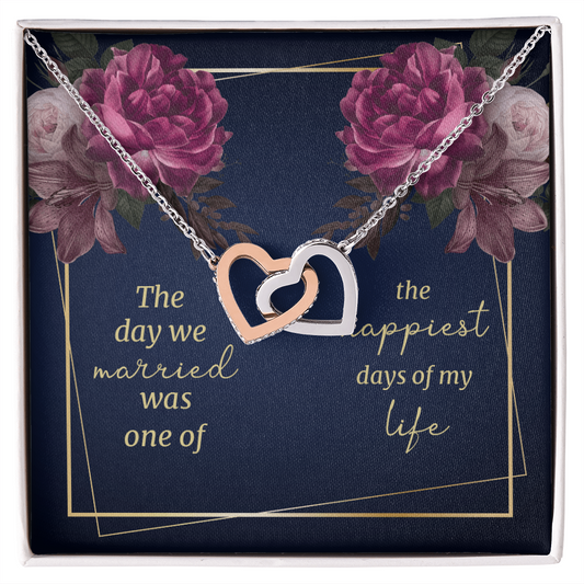 Anniversary Gift for Wife – Two Hearts Necklace with Romantic Wedding Message Card