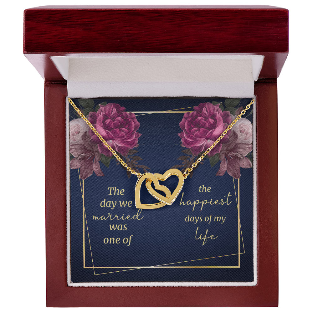 Anniversary Gift for Wife – Two Hearts Necklace with Romantic Wedding Message Card
