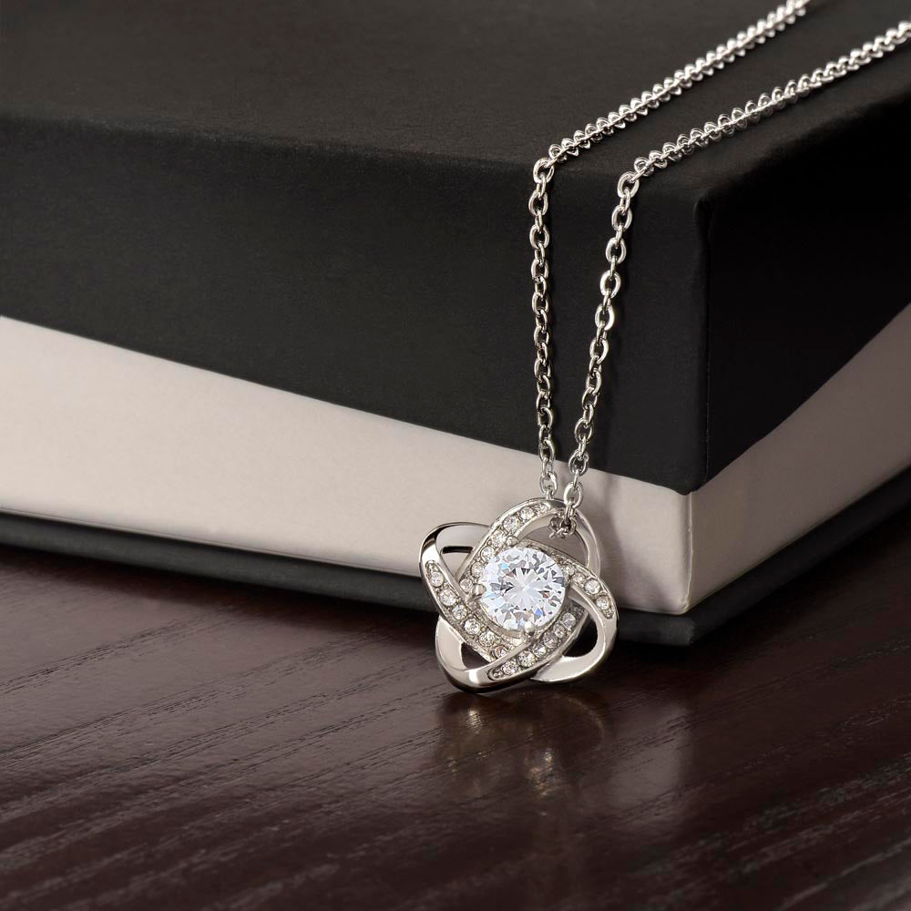 Love Knot Necklace – Symbol of Eternal Bond, Cubic Zirconia Pendant, Gift for Her