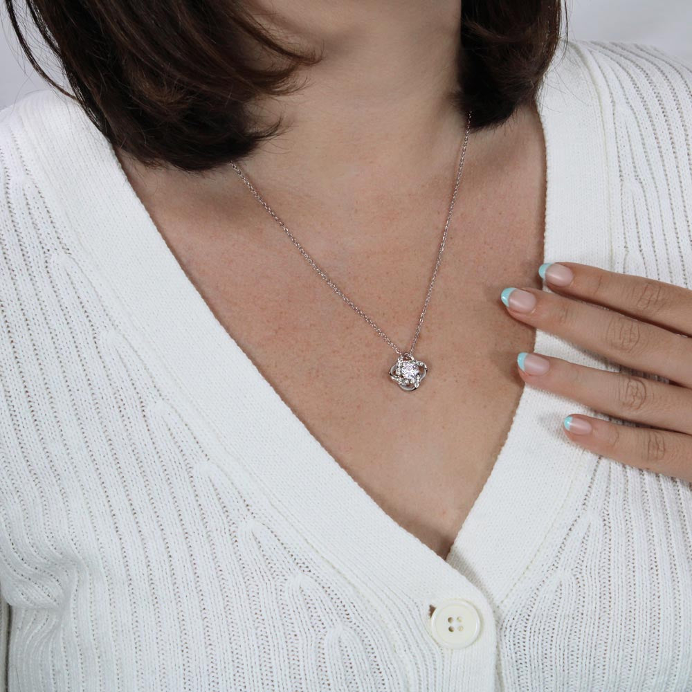 Love Knot Necklace – Symbol of Eternal Bond, Cubic Zirconia Pendant, Gift for Her