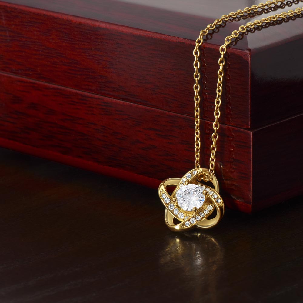 Love Knot Necklace – Symbol of Eternal Bond, Cubic Zirconia Pendant, Gift for Her
