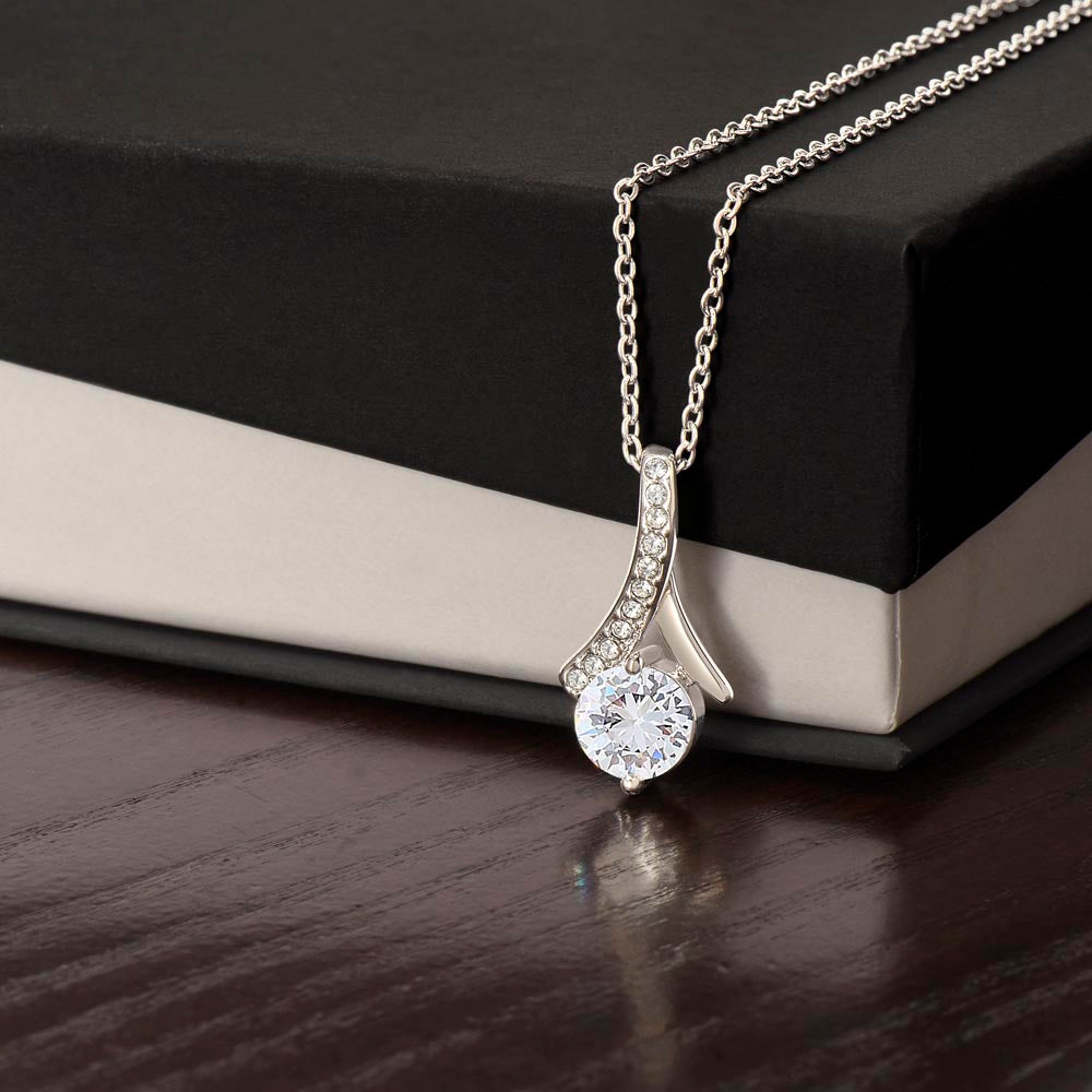 Alluring Beauty Ribbon Pendant Necklace – 14k White Gold or 18k Yellow Gold Finish