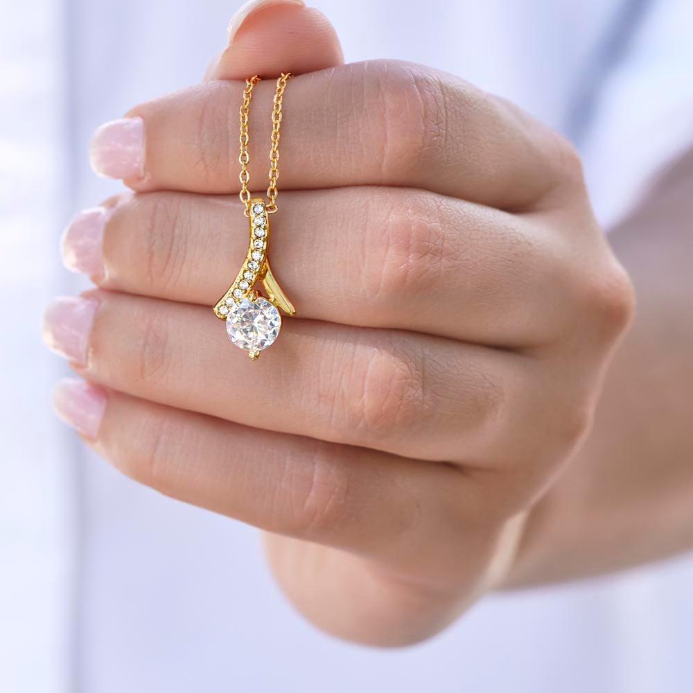 Alluring Beauty Ribbon Pendant Necklace – 14k White Gold or 18k Yellow Gold Finish