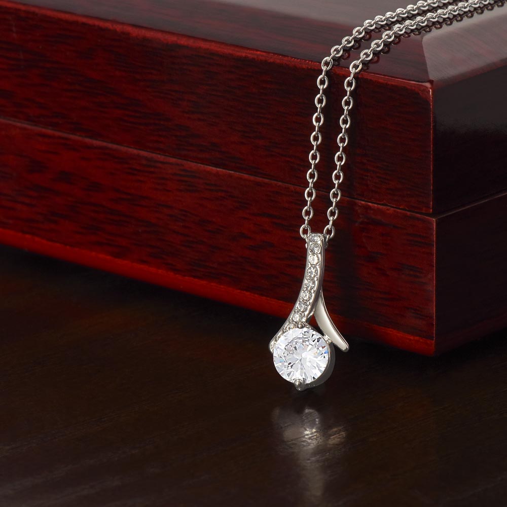 Alluring Beauty Ribbon Pendant Necklace – 14k White Gold or 18k Yellow Gold Finish
