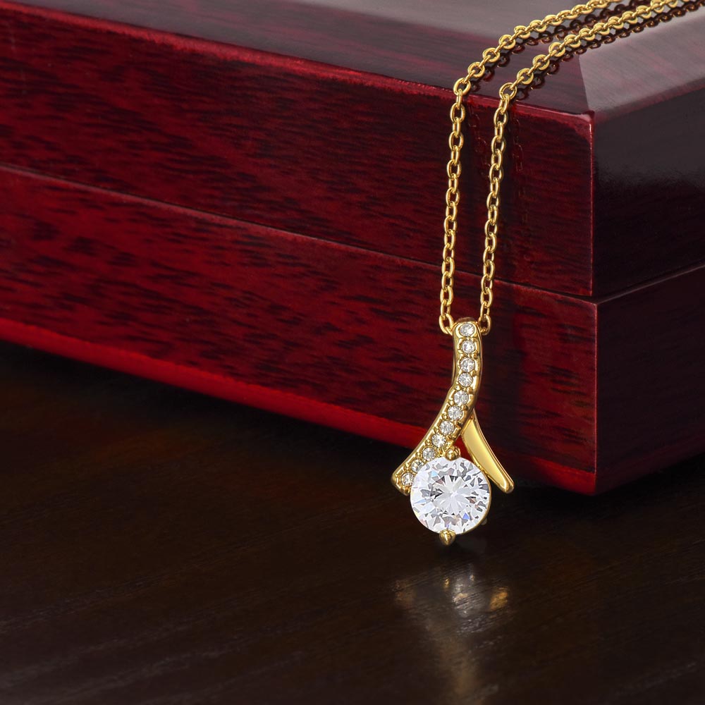 Alluring Beauty Ribbon Pendant Necklace – 14k White Gold or 18k Yellow Gold Finish