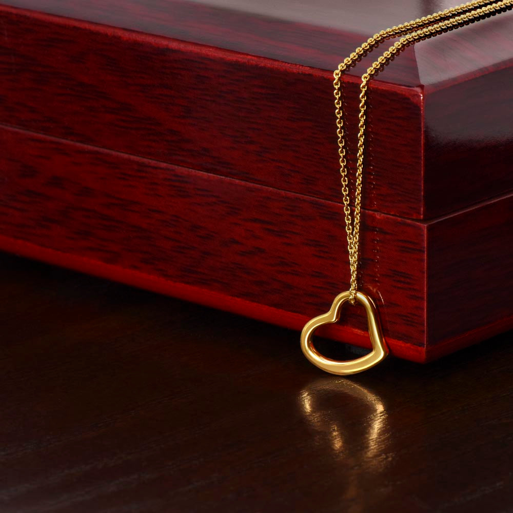 Delicate Heart Necklace – Sterling Silver with 14k White Gold or 18k Yellow Gold Finish | Elegant Women's Jewelry Gift