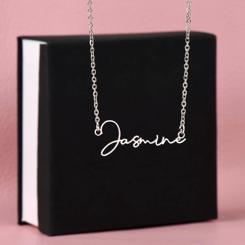 Signature Name Necklace with Message Card for Wife – Personalized Custom Name Jewelry Gift (Made in USA)
