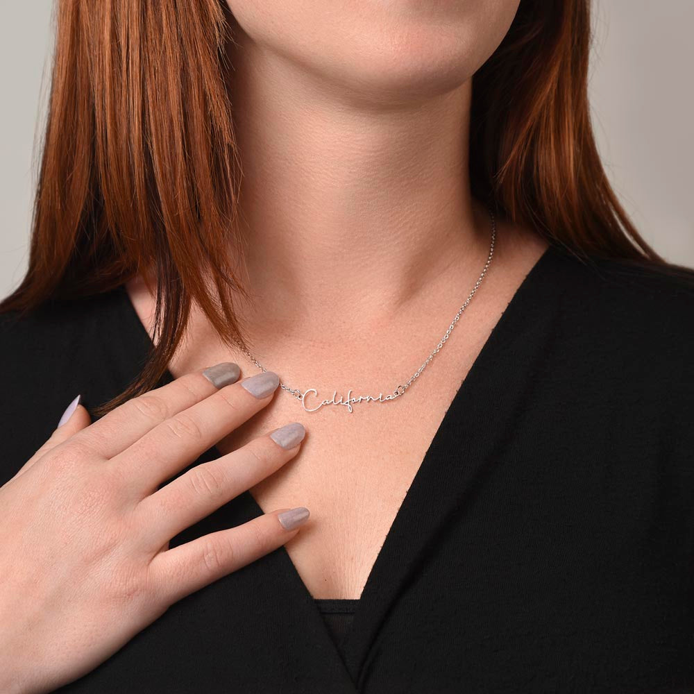 Signature Name Necklace with Message Card for Wife – Personalized Custom Name Jewelry Gift (Made in USA)
