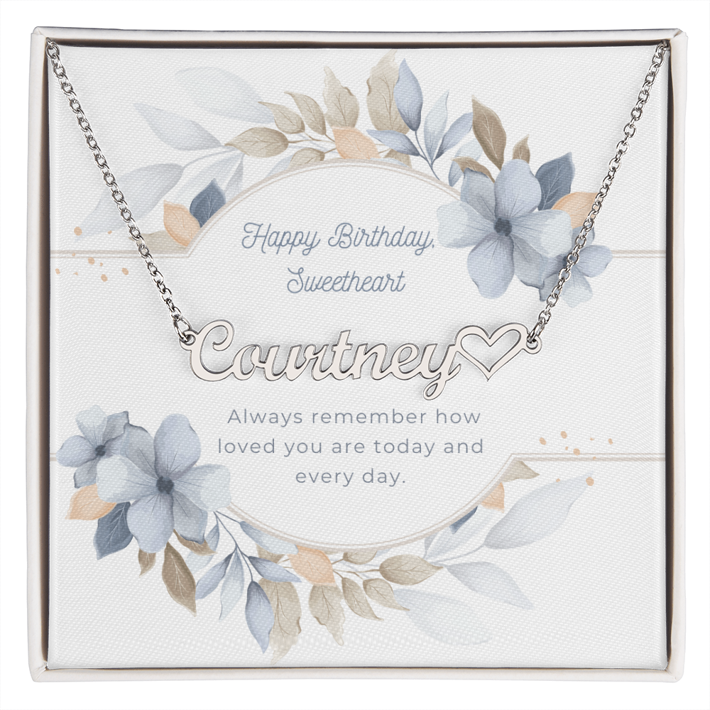 Personalized Name Necklace with Heart – Custom Birthday Jewelry Gift for Daughter from Mom or Dad with Message Card