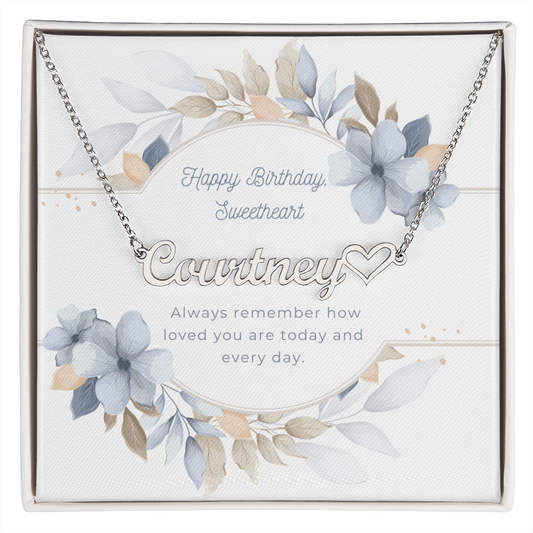 Personalized Name Necklace with Heart – Custom Birthday Jewelry Gift for Daughter from Mom or Dad with Message Card