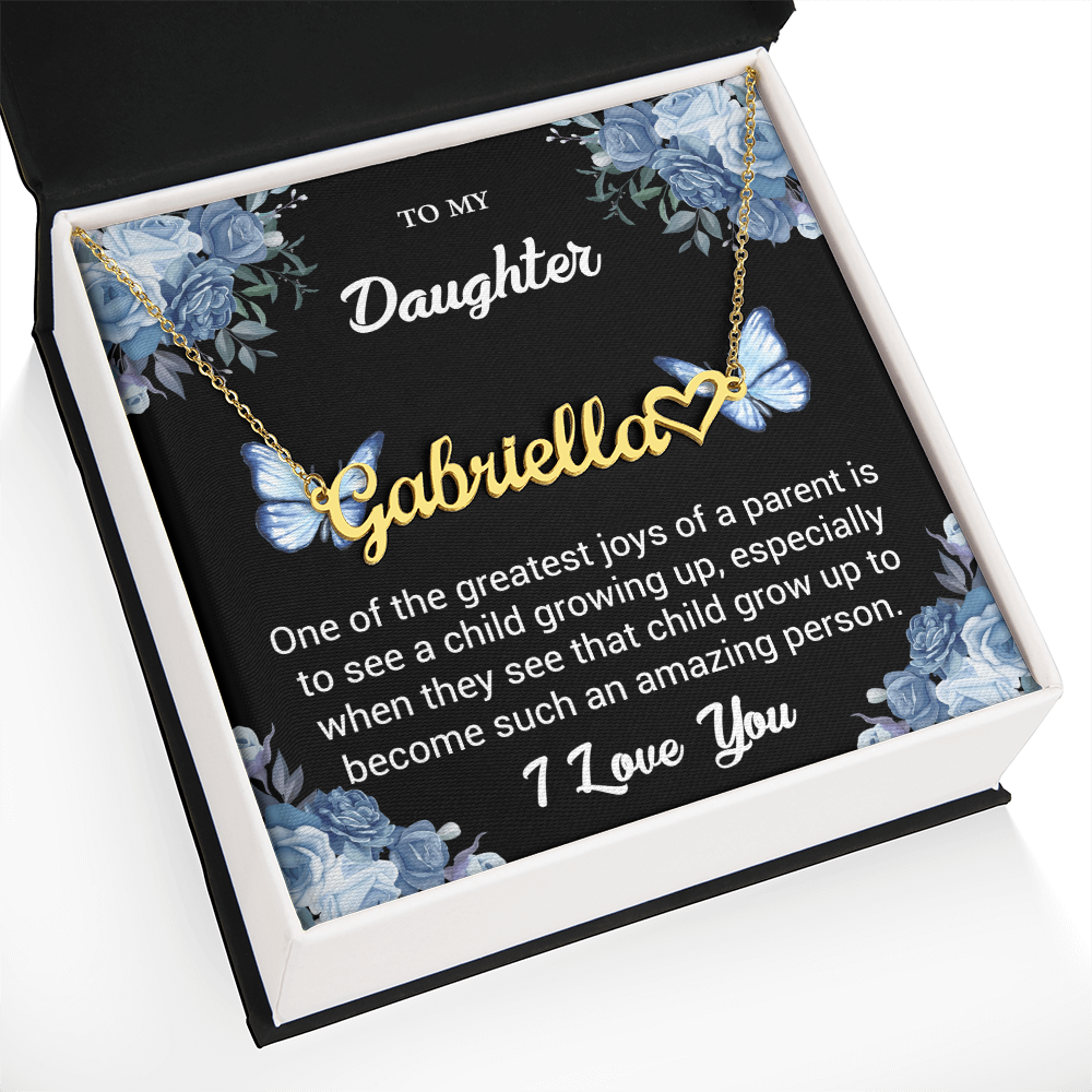 Personalized Name Necklace for Daughter – Custom Jewelry Gift from Parents with Heartfelt Message Card