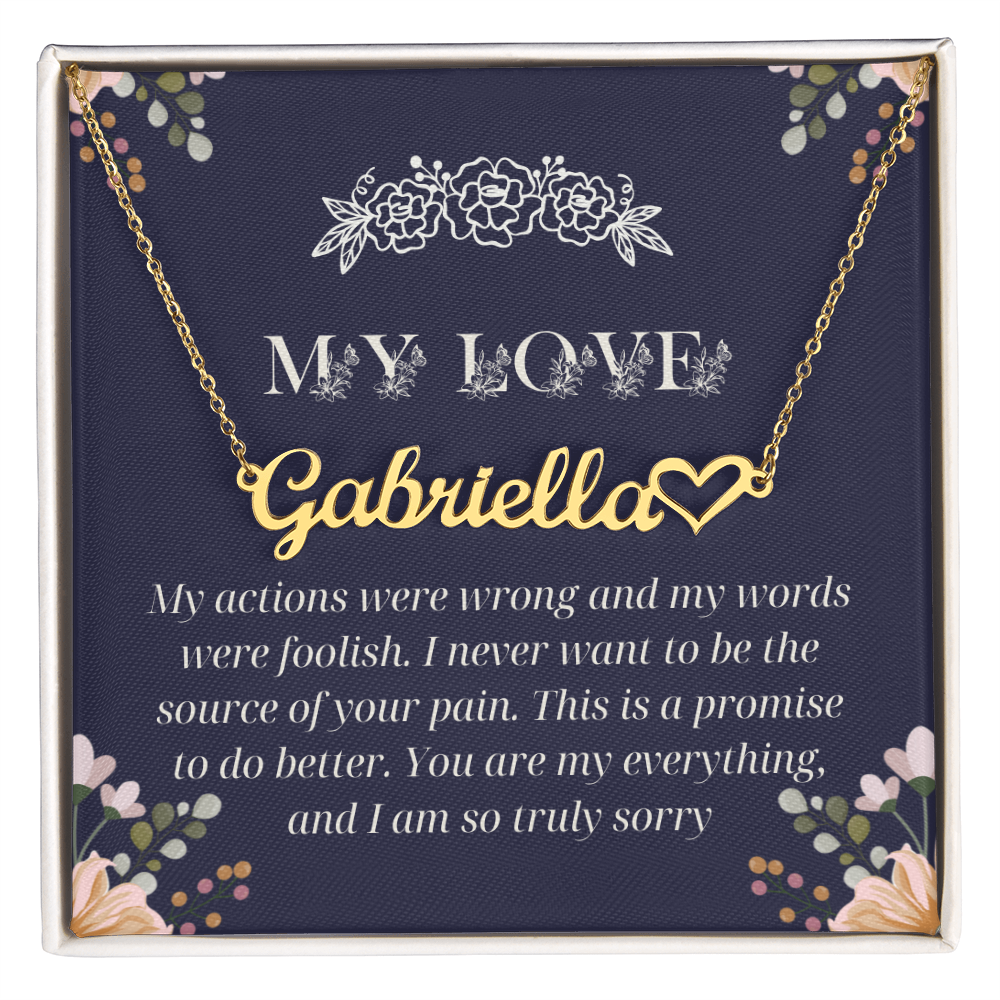 Custom Name Heart Necklace with Apology Message Card – Romantic Sorry Gift for Wife