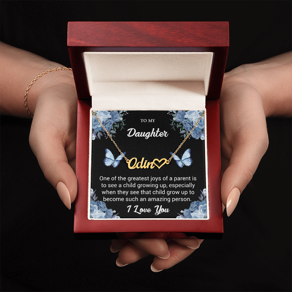 Personalized Name Necklace for Daughter – Custom Jewelry Gift from Parents with Heartfelt Message Card