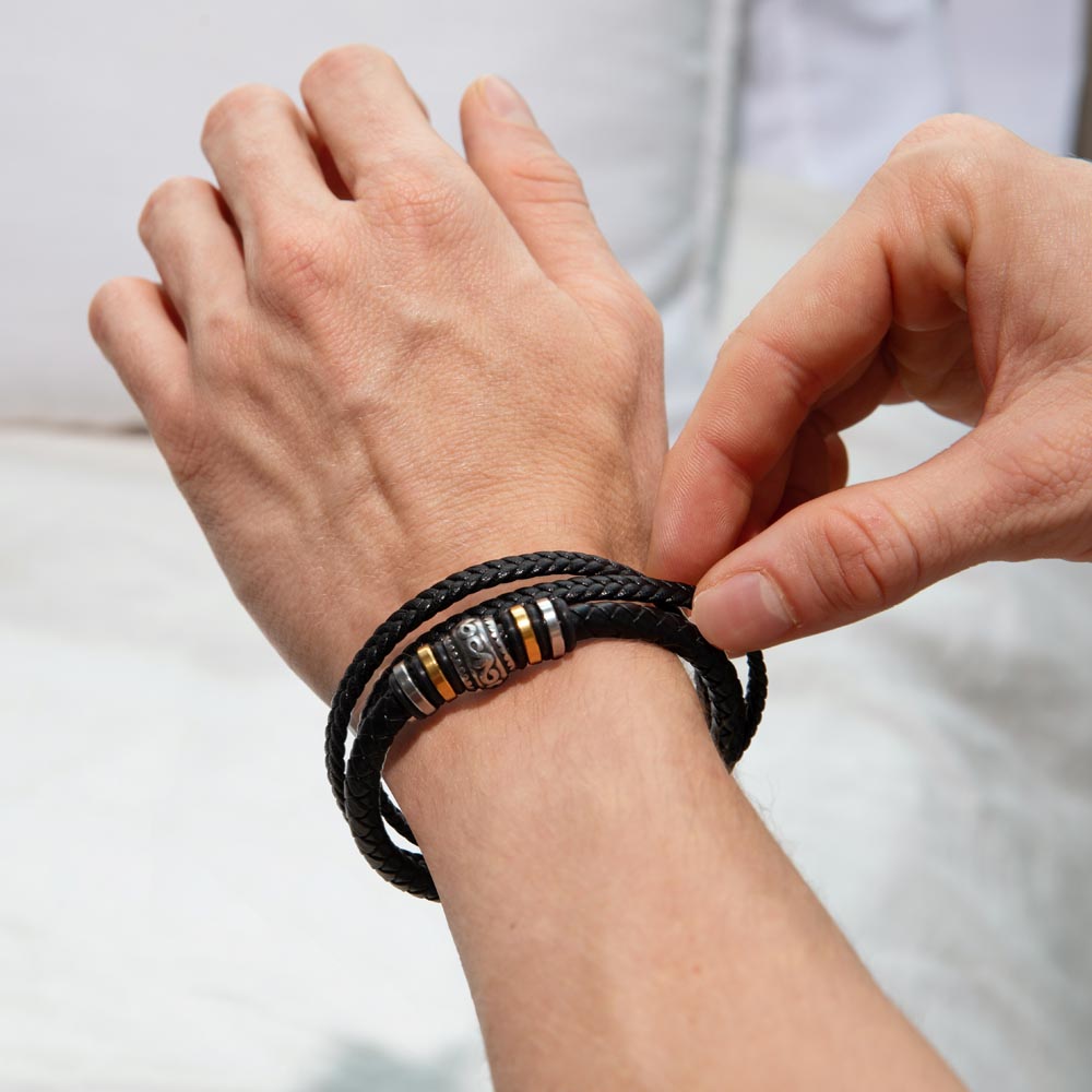 Men's "Love You Forever" Bracelet – Engraved Vegan Leather Bracelet with Message Card | Gift for Husband, or Boyfriend