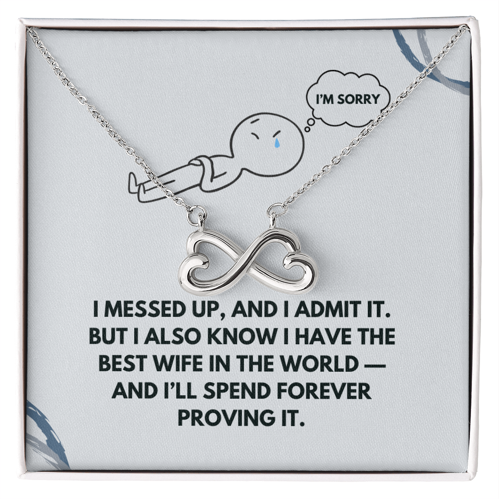 Apology Gift for Wife – Interlocking Hearts Necklace with “I Messed Up” Message Card | Meaningful Forgiveness Jewelry