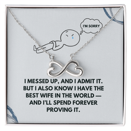 Apology Gift for Wife – Interlocking Hearts Necklace with “I Messed Up” Message Card | Meaningful Forgiveness Jewelry