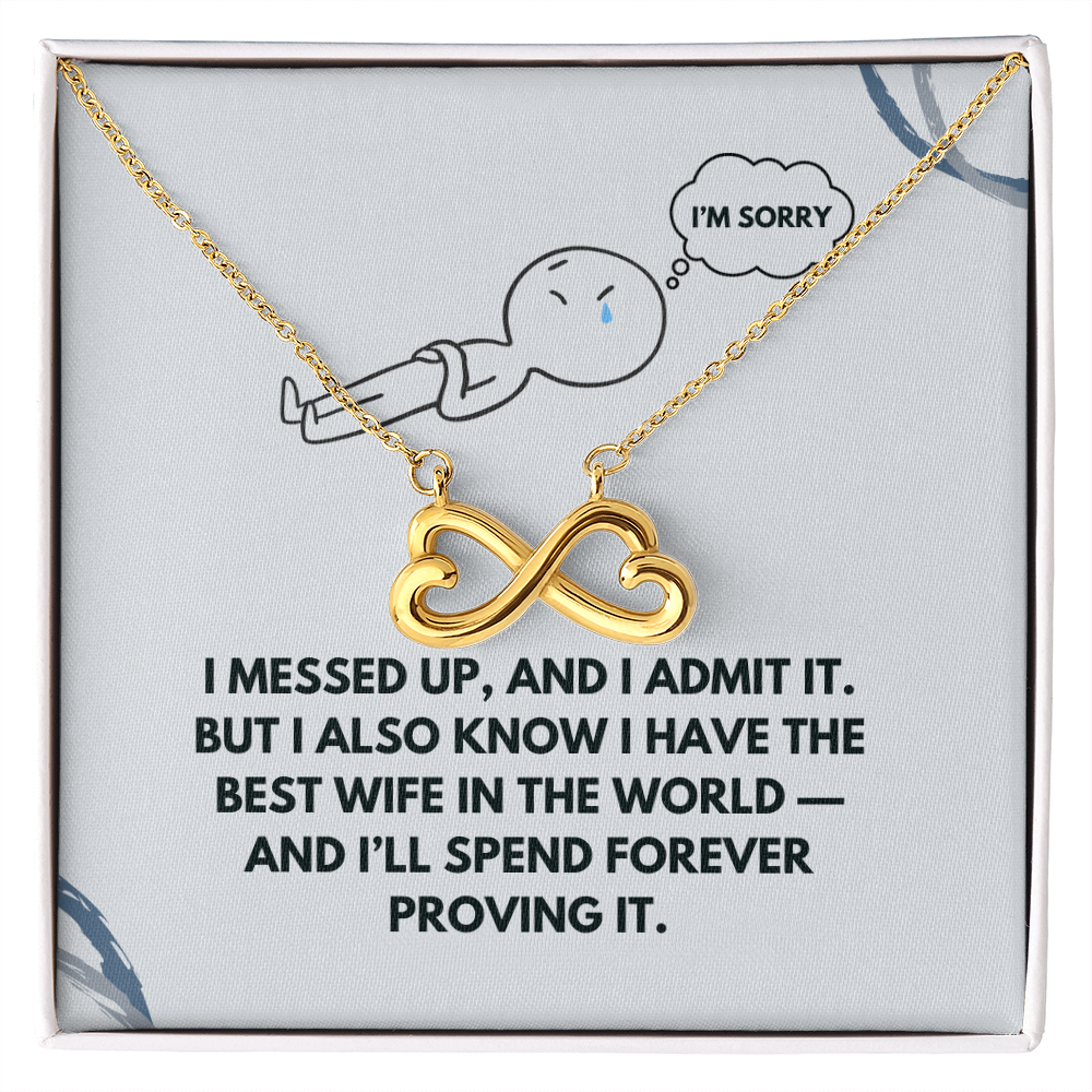 Apology Gift for Wife – Interlocking Hearts Necklace with “I Messed Up” Message Card | Meaningful Forgiveness Jewelry