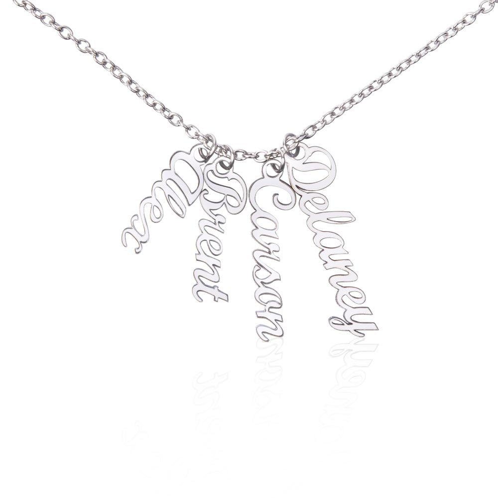 Custom Multi Name Vertical Necklace – Personalized Jewelry Gift for Mom, Wife, or Family