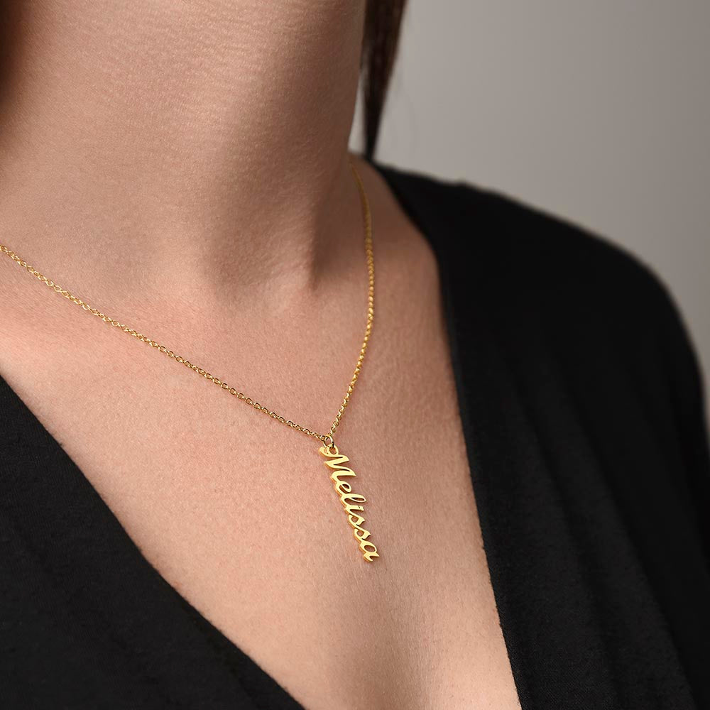 Custom Multi Name Vertical Necklace – Personalized Jewelry Gift for Mom, Wife, or Family