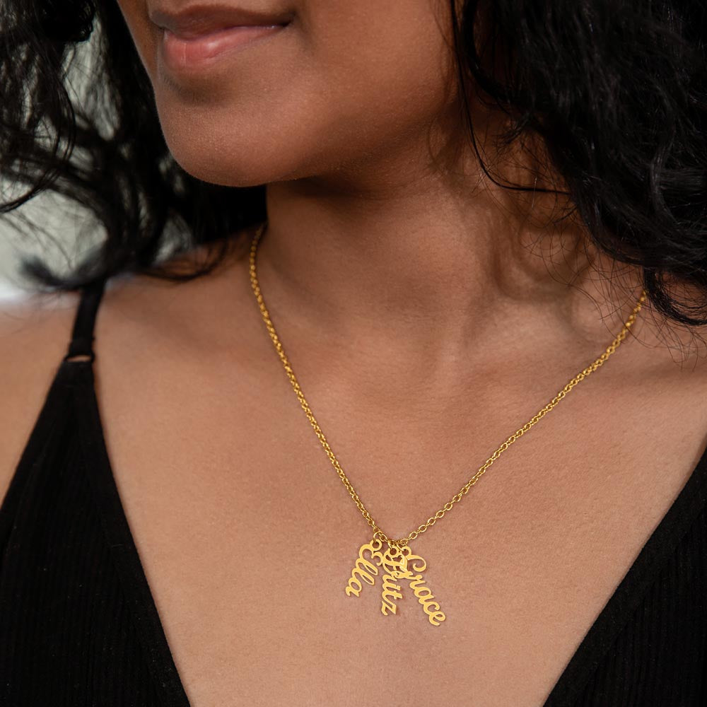 Custom Multi Name Vertical Necklace – Personalized Jewelry Gift for Mom, Wife, or Family