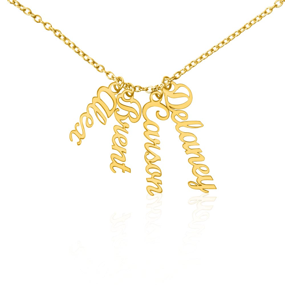 Custom Multi Name Vertical Necklace – Personalized Jewelry Gift for Mom, Wife, or Family