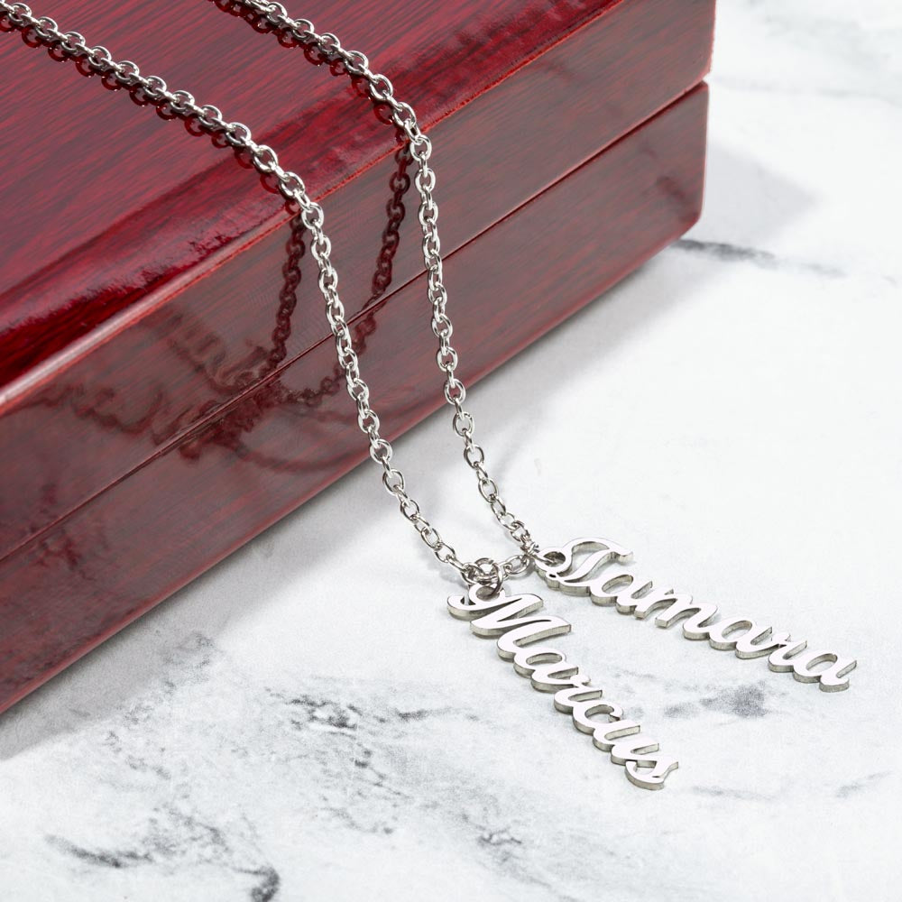 Custom Multi Name Vertical Necklace – Personalized Jewelry Gift for Mom, Wife, or Family