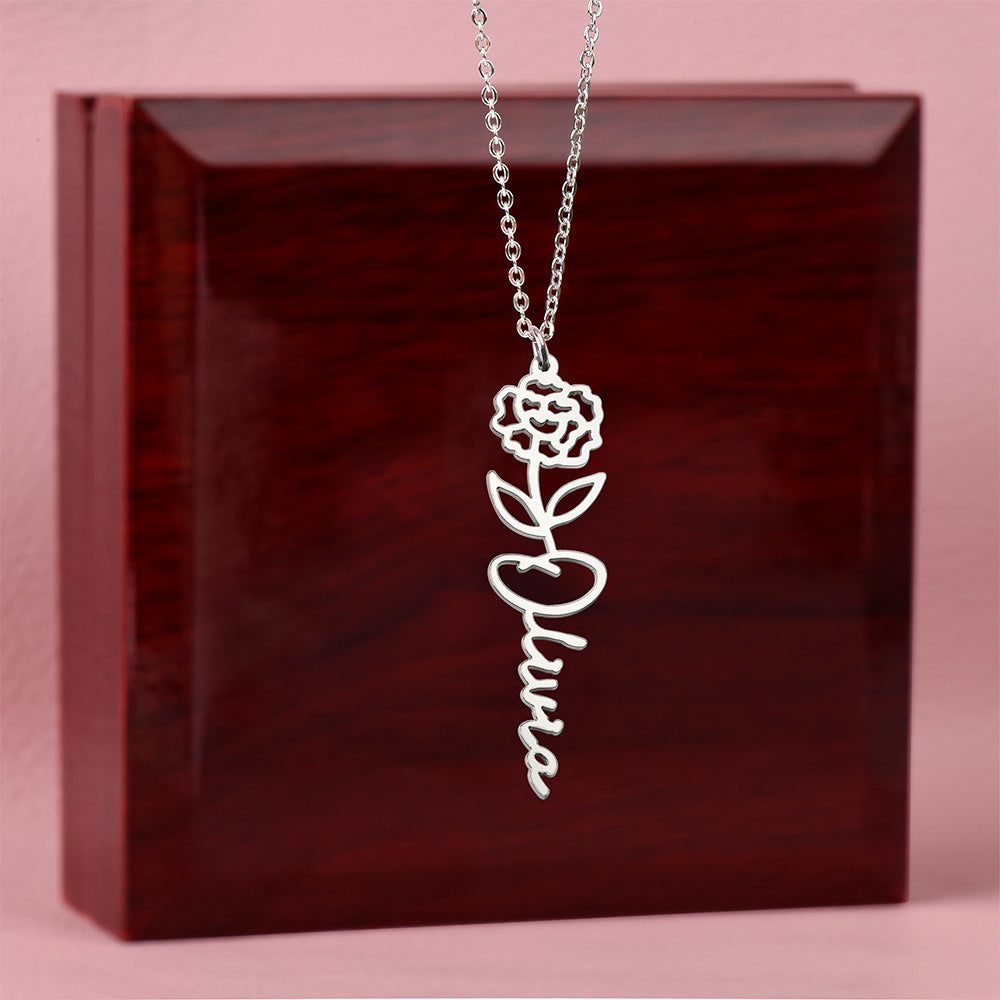 Custom Flower Name Necklace – Personalized Birth Flower Jewelry Gift