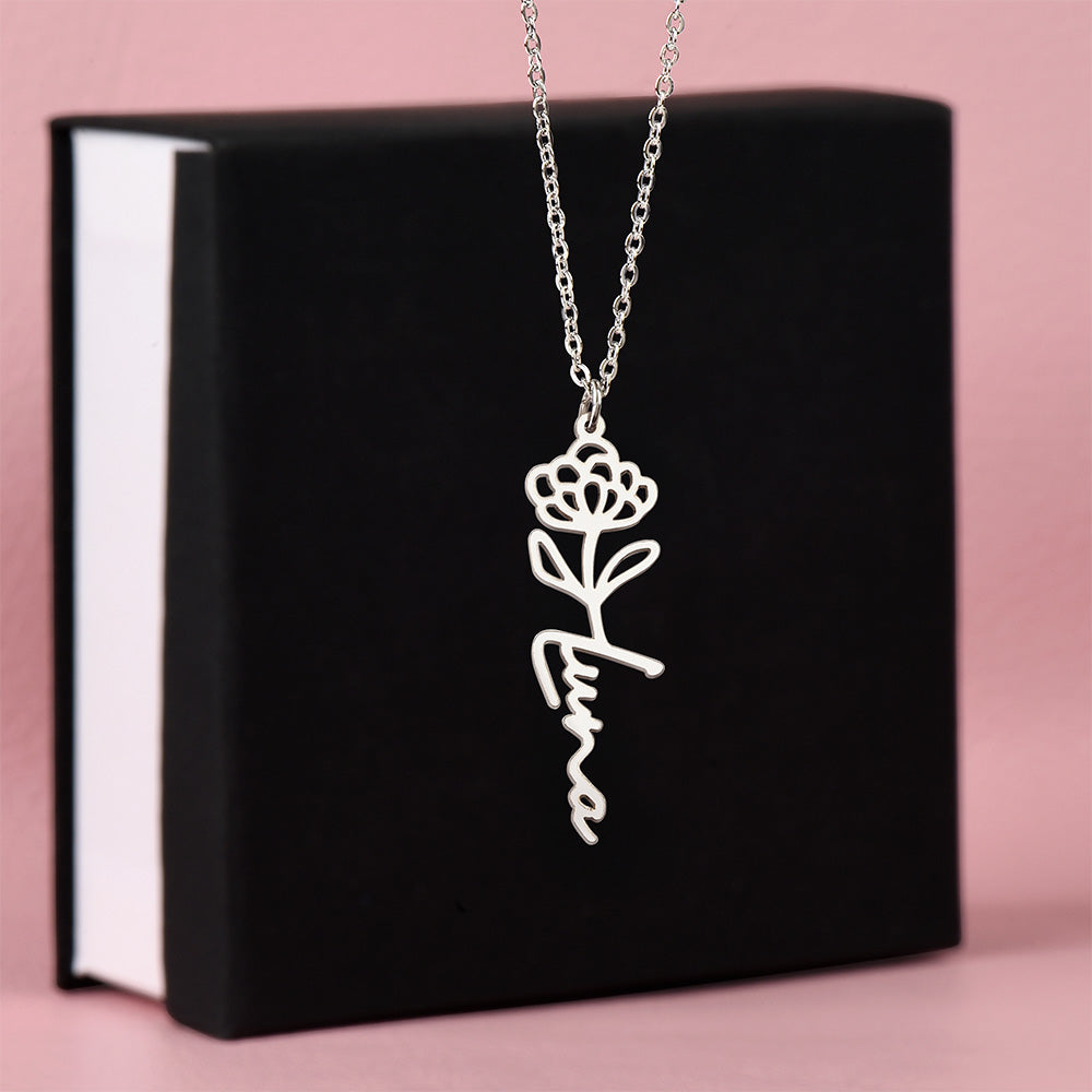 Custom Flower Name Necklace – Personalized Birth Flower Jewelry Gift
