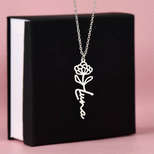 Custom Flower Name Necklace – Personalized Birth Flower Jewelry Gift