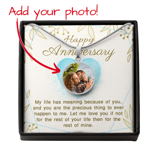 Custom Photo Necklace with Engraved Message – Personalized Circle Pendant Keepsake Gift for Her or Him